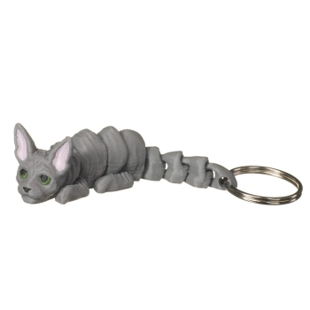 Kot sfinks szary brelok 3D do kluczy